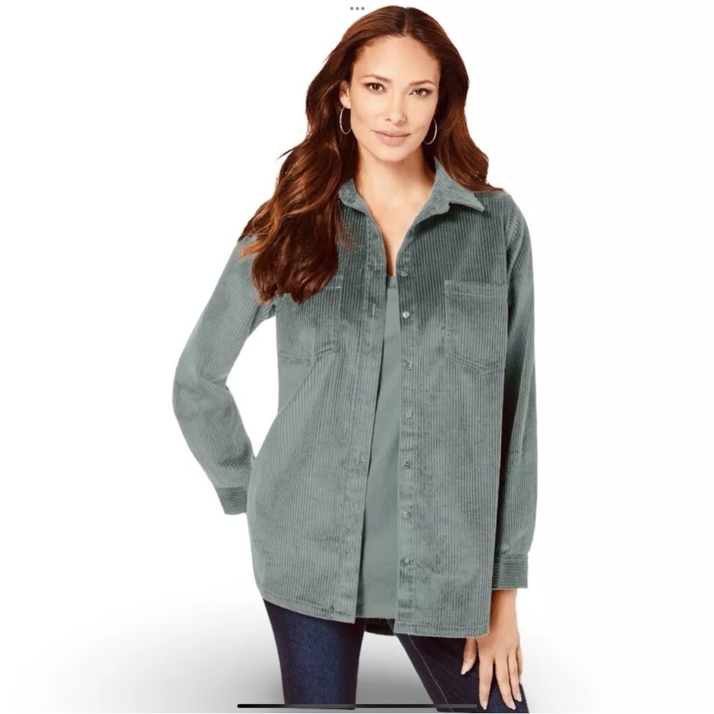 Roaman's Women's Soft Corduroy Big Shirt